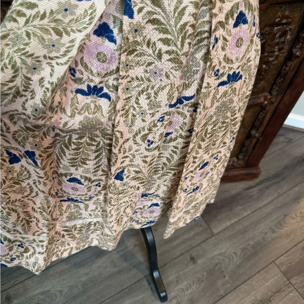 Tory Burch Cream Midi Dress with Blue and Pink Floral Embroidery 4 - Picture 5 of 11